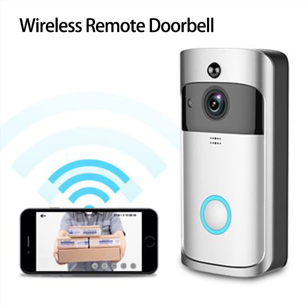 Bezprzewodowa kamera dzwonka WiFi wideo, HD Smart Visual Video Camera Dzwonek 2-drożne dzwonki do drzwi na podczerwień Audio Video, srebrne