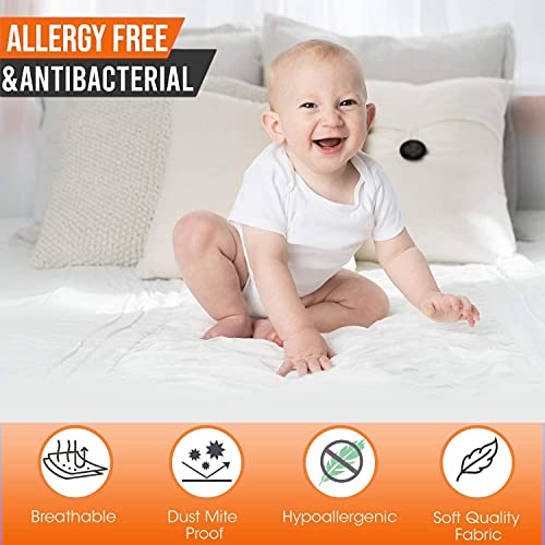 Image of Guardmax Terry Cotton Crib Size Mattress Protector - Waterproof & Dust Mite Proof Mattress Cover with Stretchable Pockets - Soft, Comfortable, & Noiseless Waterproof Fitted Sheet.(28 x 52 x 7)