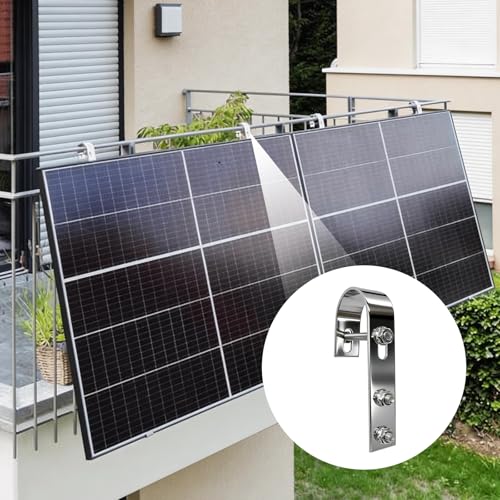 4 Stück Balkonkraftwerk Halterung Haken, Solarmodul Halterung Haken, Solarpanel HalterungHaken, BalkonkraftwerkHaken, Universelle PV ModulHaken für Solarmodule Balkongelände, Flachdach, Wohnmobile