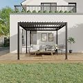 GarveeLife Pergola With Independent Adjustable Rainproof Roof, Louvered Pergola 10x12 for Deck Garden Backyard, Outdoor Aluminum Pergolas With Adjustable Top