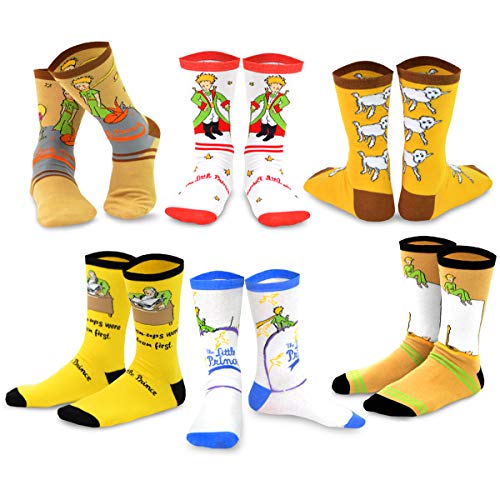 Kid's The Little Prince Silly Fun Fox, Rose, and Airplane Crew Socks - 6 Pairs