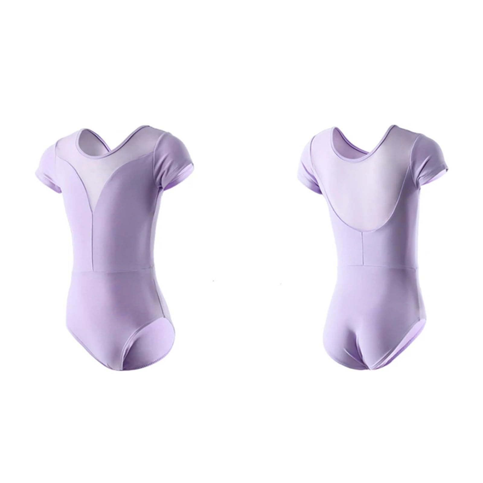 Maillot Gimnasia Ritmica niña Girls Gymnastics Ballet Leotard Children's Bodysuit Sports Mesh Toddler Dance Costume Short Sleeve(Pink-Long,Tag110 (90-105cm))