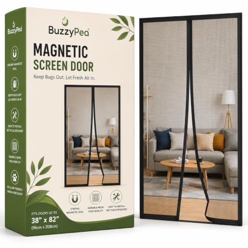 Image of Magnetic Door Net for Door Opening Up to 210 x 100 cm | Premium Fiberglass Auto Closing Mosquito Screen| Measure Door Before Purchase | Black