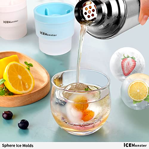 Sphere Ice Molds Ice Maker Whiskey Sphere Ice Mold Ice Ball Round Ice Cube Mold Ball Cube Mold For Bourbon Ice Mold Big Ice Cubes Stackable Easy Release Silicone Ice Cube Pack Of 4 By Ice Monster #TOP5