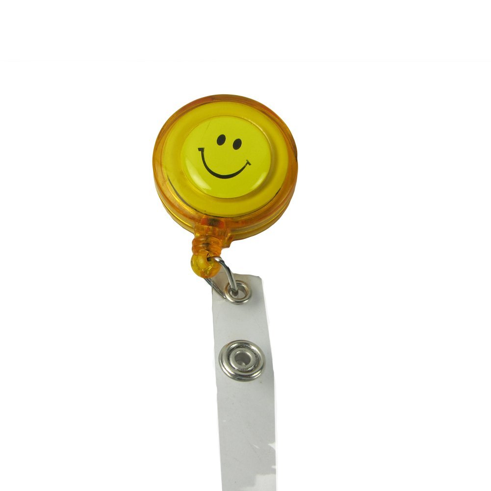retrattile Smile Face figure badge Reels ID badge Holder Clip portachiavi 100 pz, arancione