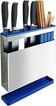 Stainless Steel Kitchen Knife Storage Block Wall Mounted Knife Holder Storage Rack Shelf - Knives Block Without Knives - Knife Holder and Organizer with Slots for Easy Kitchen Knife Storage