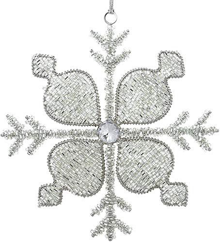 Itos365 Handmade Snowflake Ornaments For Christmas Tree Iron And Glass Hanging Pendant Decoration Decorative Gifts, Set Of 6 #TOP5