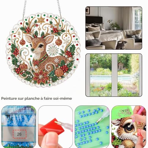 GSenhui Kit 3D Broderie Diamant Perle de Noel Couronne Pendentif – vue 7