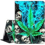 Dikoer for Samsung Galaxy Tab A9+/A9 Plus 11 Inch 2023 Model (SM-X210/X216/X218) Tablet Case, Slim KickstandStand Leather Smart Cover with Auto Wake/Sleep, Green Leaf Skull
