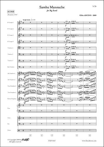 Photo de PARTITION JAZZ&BLUES - Samba Manouche - G. ARCENS - Big Band