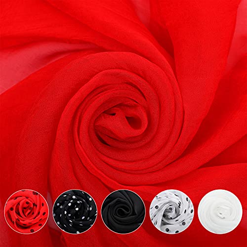 6 Pieces 1950S Chiffon Scarf Sheer Square Neck Head Scarfs Vintage Neckerchief Soft Ribbon Scarf Satin Ribbon Scarves Retro Hair Tie For Women,Girls,Ladies,Halloween Party #TOP1