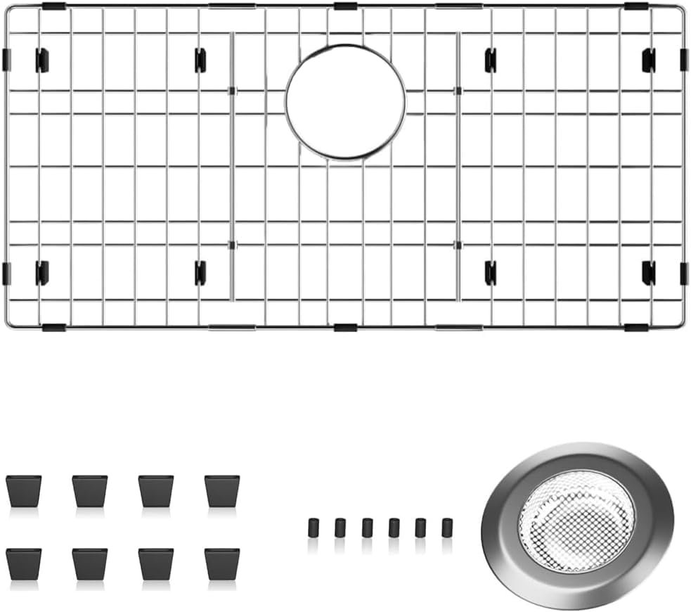 Protectores de fregadero de acero inoxidable en formato 28-3/8 x 14-3/16 pulgadas con rejilla