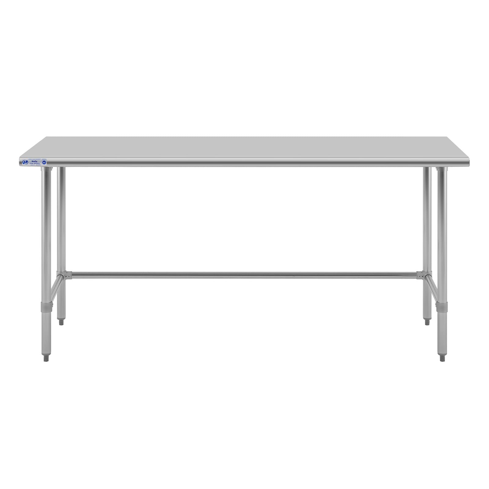 Hally Open Base Stainless Steel Table 24 x 72 Inches, NSF Commercial Heavy Duty Prep & Work Table with Galvanized Legs for Restaurant, Home and Hotel