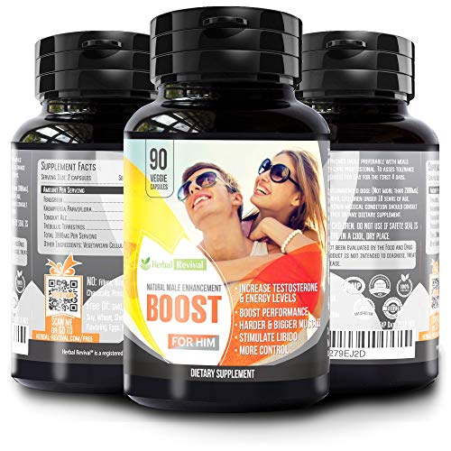 Boost for Him Ultimate Enhancing Pills - Enlargement Formula Promotes Size Increase in 60 days, 90 Veg Capsules, Strength, Energy, Stamina. All Natural Last Longer Performance Booster