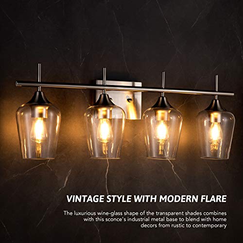 image for CO-Z 4-Light Vanity Lights for Bathroom Brushed Nickel, Modern Bathroo