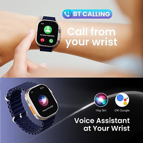 Image of Kratos SW17 Ultra+ Smartwatch with 1.96 inch Touch Display, Advanced BT Calling, Wireless Charging Smart Watch, Voice Assistant, 100+ Sports Modes, Rotating Crown, Metallic Body, IP67, Heart Rate, SpO2