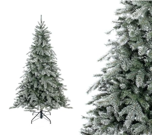 Evergreen Weihnachtsbaum Fichte Frost 180 cm – naturgetreuer Tannenbaum, künstliche Fichte mit Ständer – Christbaum für Weihnachten – Christmas Tree