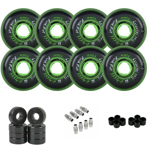 TGM Skateboards Rink Rat Wheels 80mm 76A True Identity XXX 8-Pack Inline Indoor Roller Hockey + Bearings/Spacers