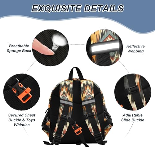 Toddler Backpacks Aztec Print Preschool Backpack with Toddler Leash, Chest Buckle, for Kids Boys Girls3