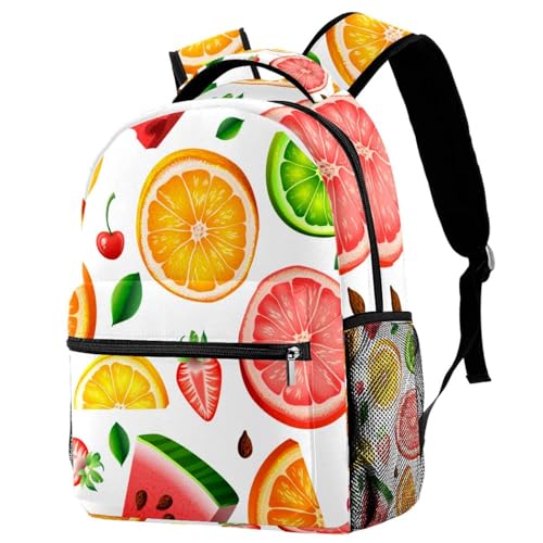 Sac à dos d'école pour ados avec motif fruits et grand volume