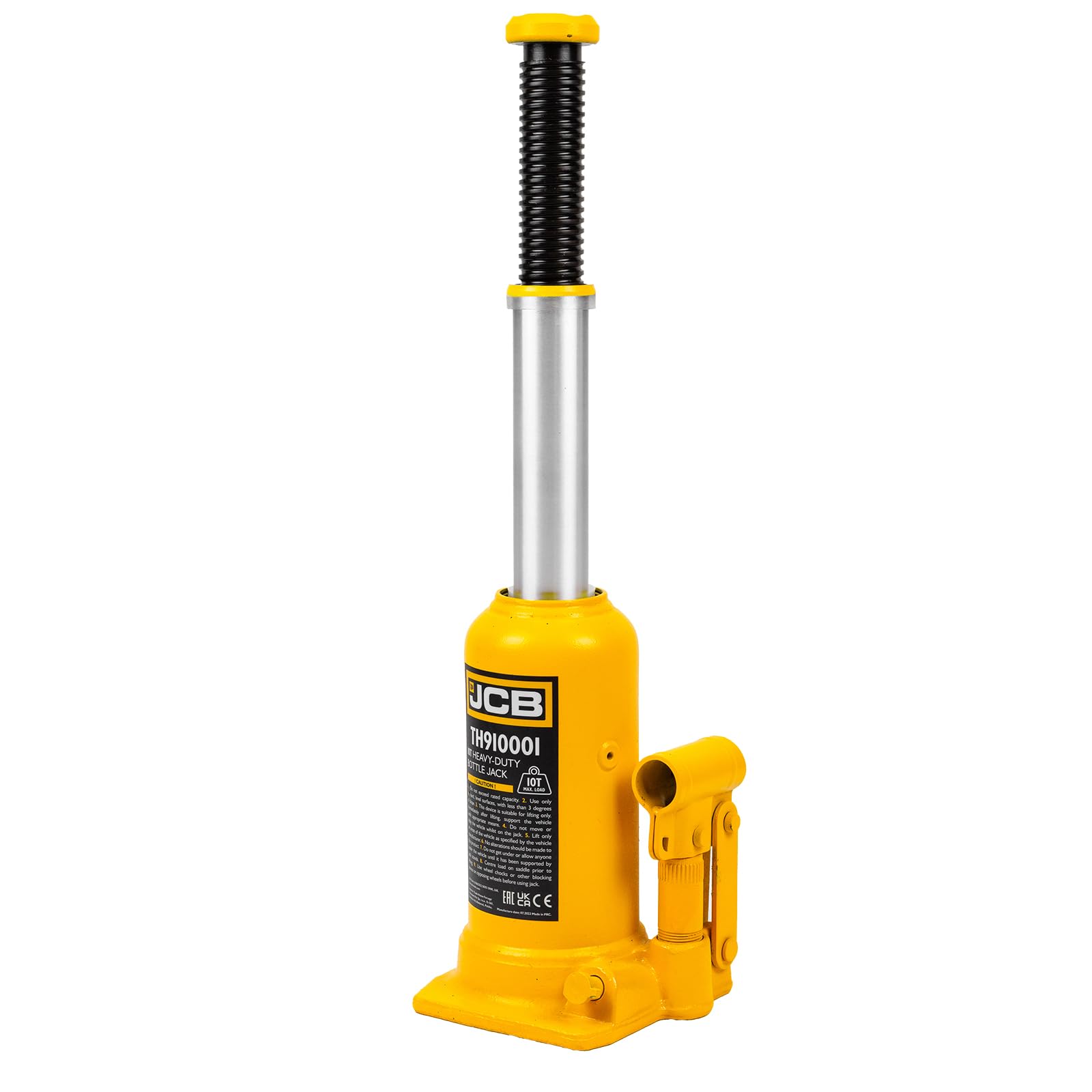 JCB Cric Bouteille hydraulique Automobile Robuste de 10 tonnes, Levage Maximal de 488 mm