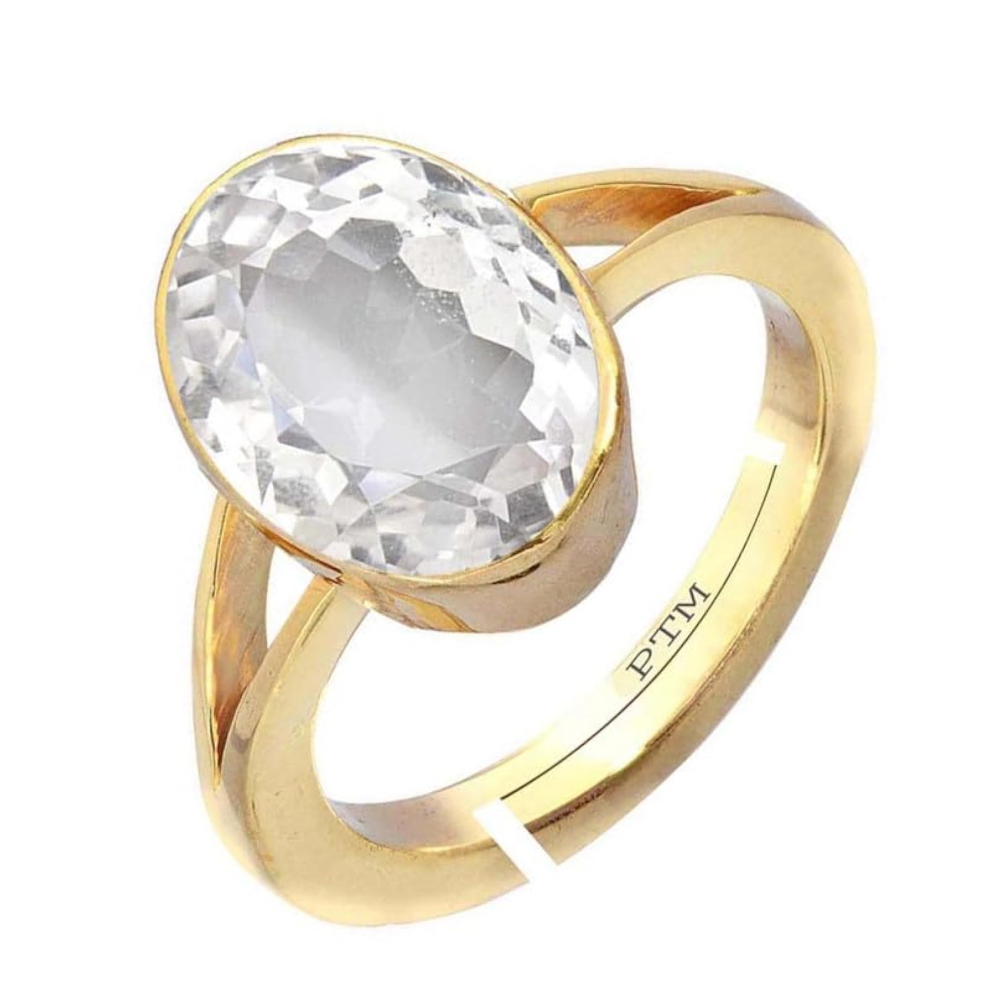 Adjustable White Topaz Certified Natural Gemstone Gold Plated Ring