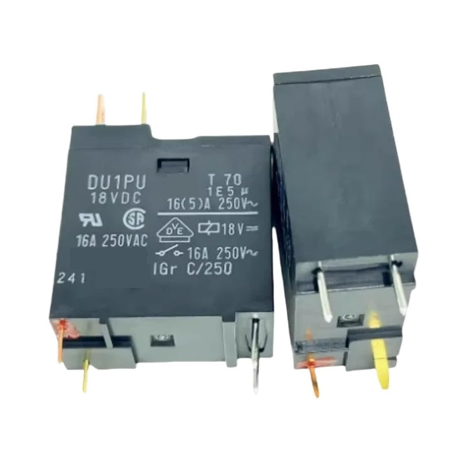 Relais 18V DU1PU-18VDC 16A 250V 4 broches pour circuits électroniques (Lot de 50 pièces)