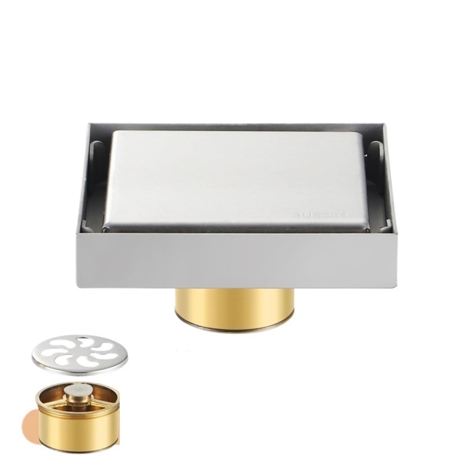 Floor Drain Cover Floor Drain Stainless Steel Invisible Square Bathroom Toilet Hidden Drainage Anti Odor Drainc(Style 9)