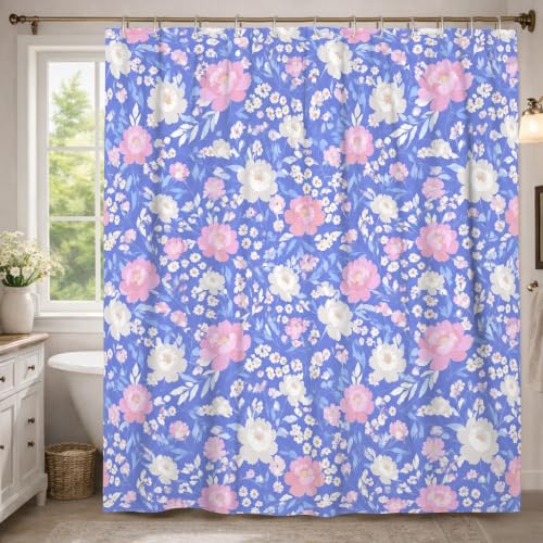 Rideau de douche extra long 183x243 cm en polyester imperméable bleu - 2