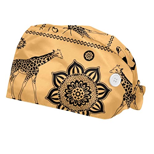 Casquettes de travail ajustables anti-transpiration girafes rose