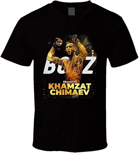Khamzat Chimaev Borz Russian Fighter Fan T Shirt Black Mens