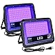 OUSIDE 2 Stück UV LED Schwarzlicht Strahler 50W, IP66 Wasserdicht Outdoor UV Strahler mit Stecker,385-400NM(UV-A) UV Fluter für Black Light Party,GLOW Party,Halloween