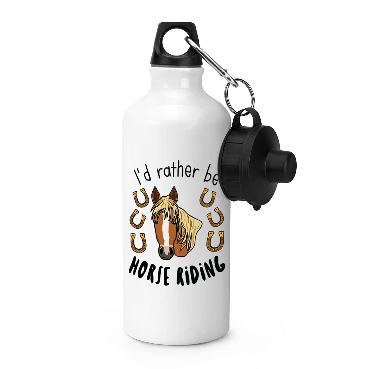 Gift Base I'd Rather Be Horse Riding Sports Bottle Water Gym 600ml White