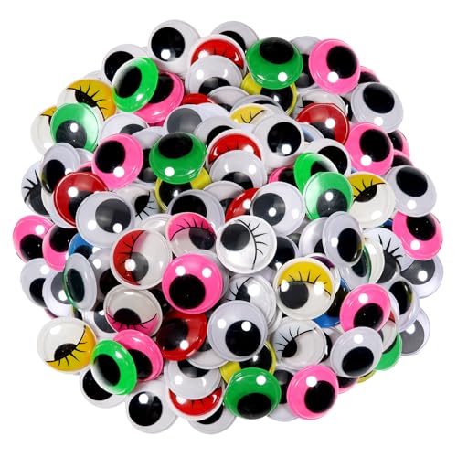 TOAOB 100 Stück Wackelaugen Selbstklebend Runde Schwarz Weiß und Bunte 25mm Kunststoff Augen für Scrapbooking Kunsthandwerk Zubehör
