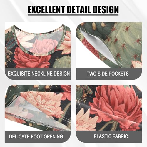 ALAZA Cactuses Dragonfly Pajama Set Short Sleeve Sleepwear Soft Lounge Nightwear4