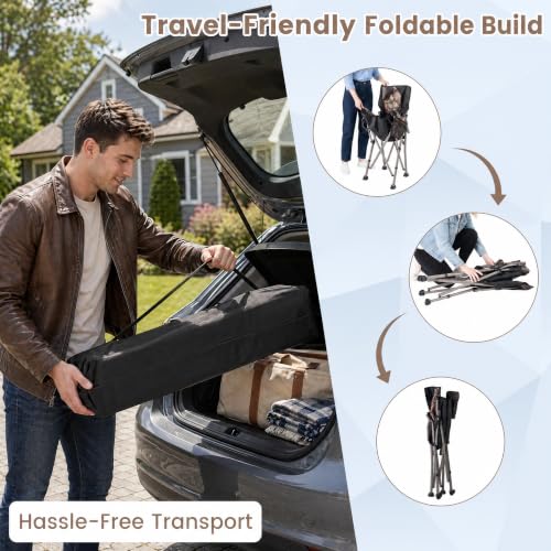 Goplus Silla Plegable para Caza, con Reposabrazos y Bolsa de Transporte, Soporta 400 lbs (Negro, 2 unidades) miniatura 5
