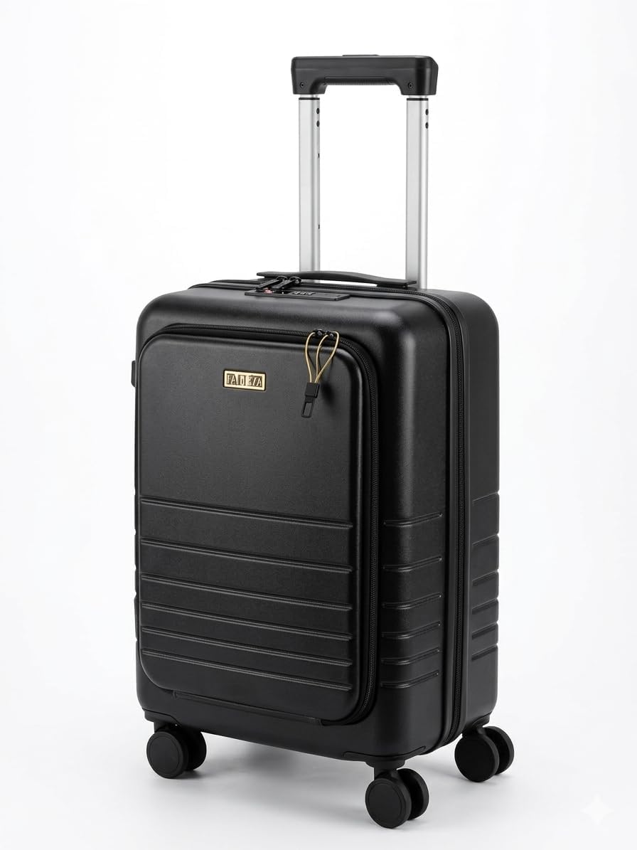 Fagoza 20 Inch Hardside Carry on Luggage with Spinner Wheels, 22x14x9 Airline Approved Carry on Luggage with Front Pocket, TSA Lock, USB Charging Port, Black