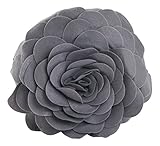 SARO LIFESTYLE Flower Design Poly Filled Throw Pillow, Slate, 13'