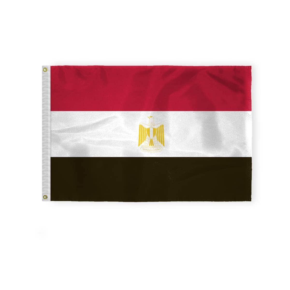 AGAS Egypt Flag - 2x3 ft - Printed Single Sided on 200D Nylon - Stitched Edges - Canvas Header Brass Grommets - Fade Proof