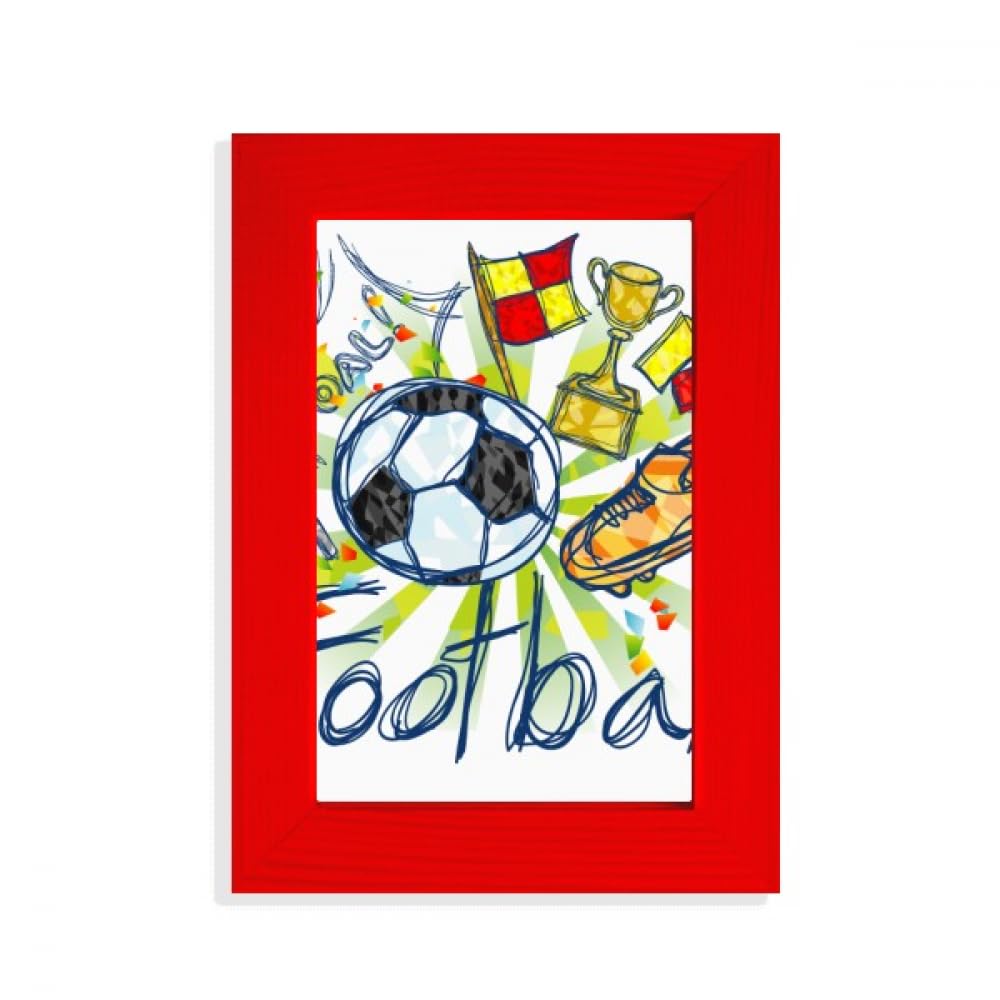 Cadre photo rouge avec motif football pour décorer un bureau de jeune joueur