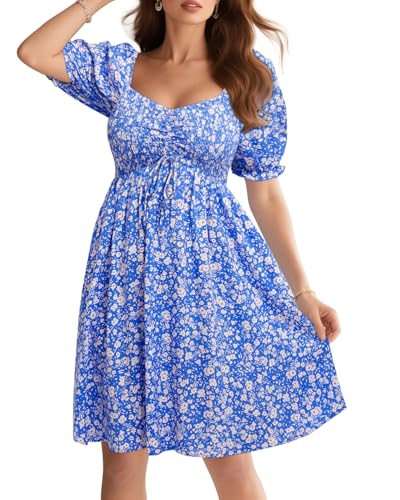 Image of Pinup Fashion Summer Dresses for Women 2025 - Easter Graduation Spring Puff Sleeve Smocked Short Sundress
