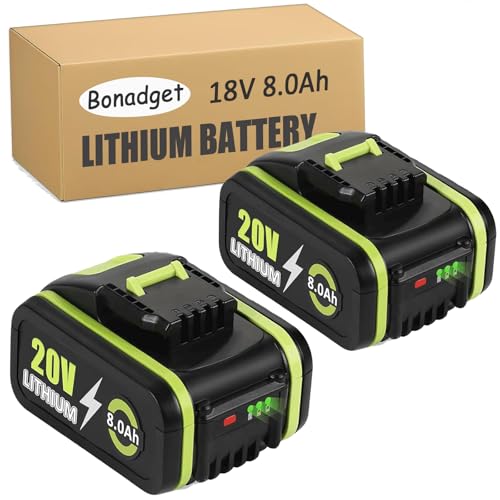 Batterie de Rechange 2X 8.0Ah/8000mAh WA3553/WA3551 pour Worx Outils électriques sans Fil 20 V WA3551 Worx WA3572 WA3553 WX390 WA3551 WX176 WX178 WU268 WX166.4 WX372.1 WX800 WG259E WA3760 WA3881