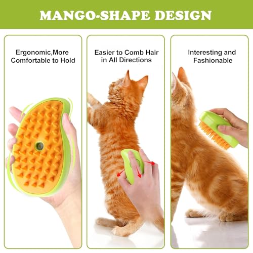 Image of Pet Steam Brush 3-in-1 - Cat & Dog Grooming Brush with Spray - Hair Remover & Deshedding Comb - Silicone Massage Cleaner for Pets