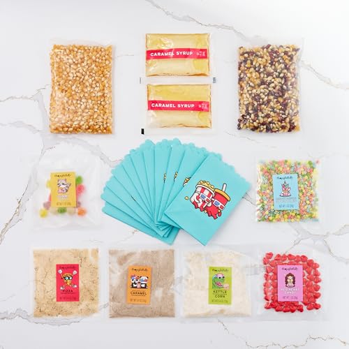 Image of Thoughtfully, Family Movie Night Supplies Kit, Includes Popcorn Bags, Gourmet Popcorn Kernels, Seasonings and Candy Toppings, Gift Basket Idea