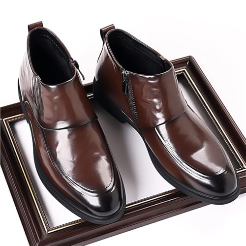 Men's Slip-On Side Zipper Dress Boots Winter Comfortable Business Formal High Top Leather Shoes for Wedding Groom3