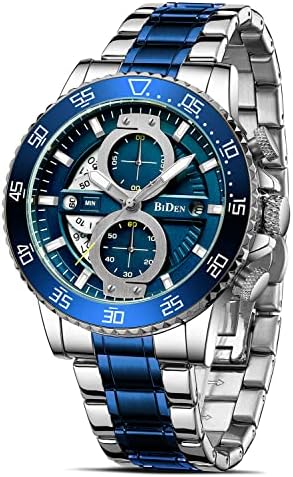 HANPOSH Mens Watches Chronograph Stainless Steel Waterproof Analogue Quartz Watch Fashion Casual Business Date Wrist Watches for Men Mens Designer Watches