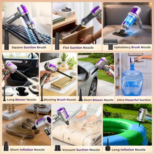 Image of WOSCHER Phantom i32 Vacuum Cleaner for Home Use|Car Use|4 in 1 Cordless Vacuum Cleaner & Blower|Rechargeable 3x2000mAh|3 Speed Suction Upto 20000PA|BLDC Motor|Clean Sofa, Curtains|1 Year Warranty