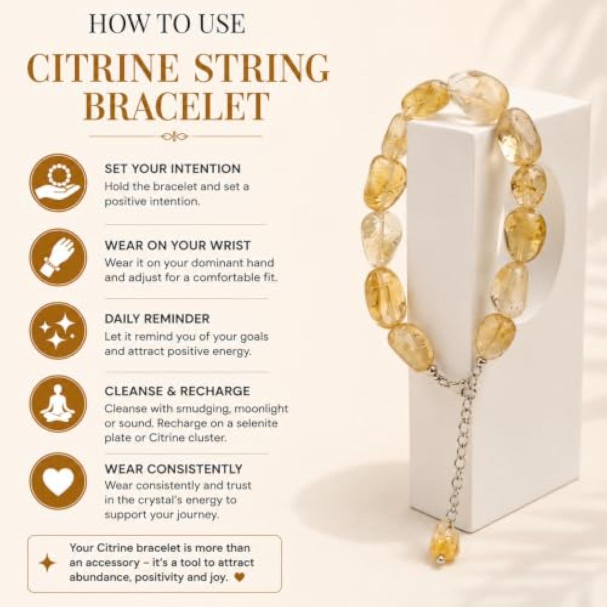 Citrine Tumble Bracelet, Natural Stone