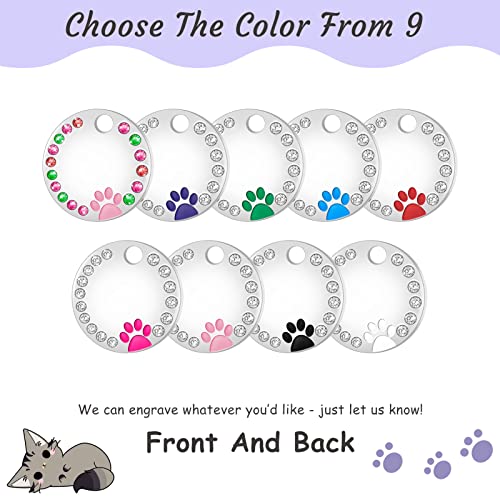 Natiform Personalized Pet Id Tags, Engraved Dog Id Collar Tags, Double Sided Pet Tags, Custom Text, Glitter Paw Cat Name Tags, Pet Collar Accessories( S Pink) #TOP4