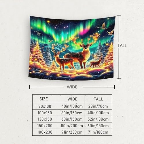 Tenture 3D cerf de Noël grand format pour habiller un mur vide